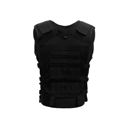 Multi-pocket tactical vest with zipper and MOLLE system (back)