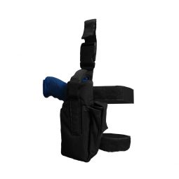 Universal thigh holster with belt adjustment and MOLLE system color black